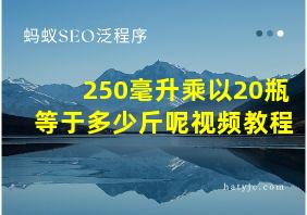 250毫升乘以20瓶等于多少斤呢视频教程