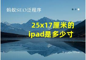 25x17厘米的ipad是多少寸