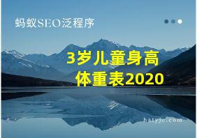 3岁儿童身高体重表2020