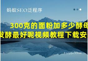 300克的面粉加多少酵母发酵最好呢视频教程下载安装