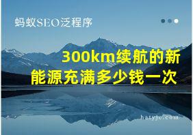 300km续航的新能源充满多少钱一次