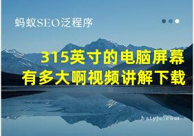 315英寸的电脑屏幕有多大啊视频讲解下载