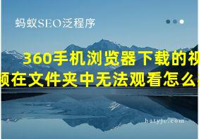 360手机浏览器下载的视频在文件夹中无法观看怎么办