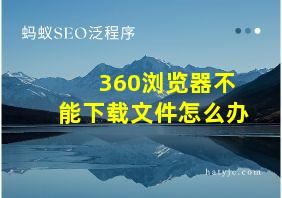 360浏览器不能下载文件怎么办