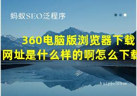 360电脑版浏览器下载网址是什么样的啊怎么下载