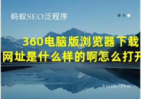 360电脑版浏览器下载网址是什么样的啊怎么打开