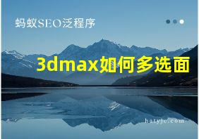 3dmax如何多选面