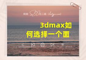 3dmax如何选择一个面