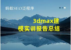 3dmax建模实训报告总结