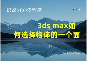 3ds max如何选择物体的一个面