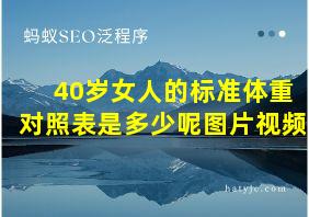 40岁女人的标准体重对照表是多少呢图片视频