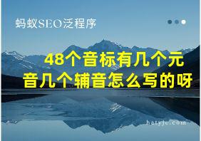 48个音标有几个元音几个辅音怎么写的呀