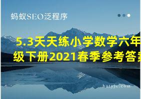 5.3天天练小学数学六年级下册2021春季参考答案