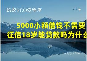 5000小额借钱不需要征信18岁能贷款吗为什么