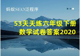 53天天练六年级下册数学试卷答案2020