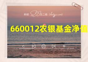 660012农银基金净值