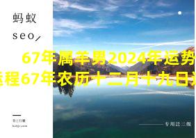 67年属羊男2024年运势及运程67年农历十二月十九日运势