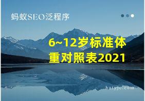 6~12岁标准体重对照表2021