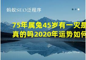 75年属兔45岁有一灾是真的吗2020年运势如何