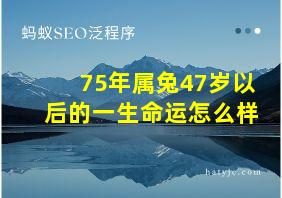 75年属兔47岁以后的一生命运怎么样