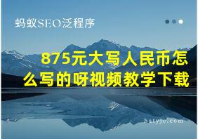 875元大写人民币怎么写的呀视频教学下载