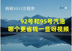 92号和95号汽油哪个更省钱一些呀视频