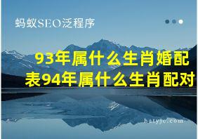 93年属什么生肖婚配表94年属什么生肖配对