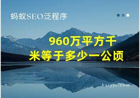 960万平方千米等于多少一公顷