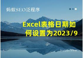 Excel表格日期如何设置为2023/9