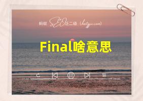 Final啥意思