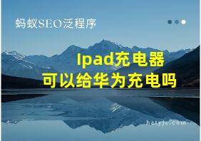 Ipad充电器可以给华为充电吗