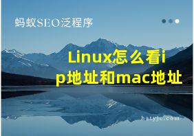 Linux怎么看ip地址和mac地址