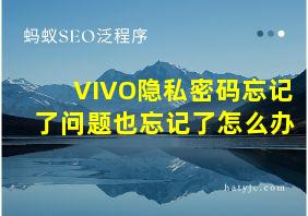 VIVO隐私密码忘记了问题也忘记了怎么办