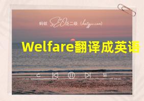 Welfare翻译成英语