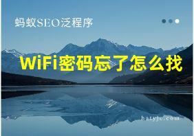 WiFi密码忘了怎么找