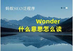 Wonder什么意思怎么读