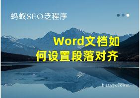 Word文档如何设置段落对齐