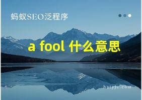 a fool 什么意思