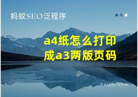 a4纸怎么打印成a3两版页码