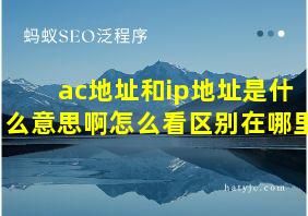 ac地址和ip地址是什么意思啊怎么看区别在哪里