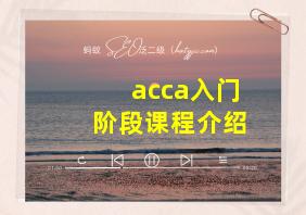 acca入门阶段课程介绍