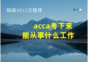 acca考下来能从事什么工作