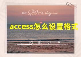 access怎么设置格式