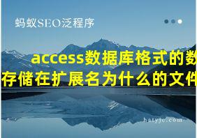 access数据库格式的数据存储在扩展名为什么的文件中