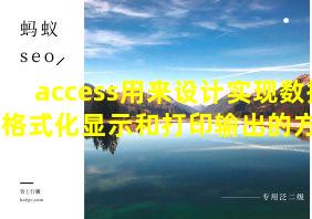 access用来设计实现数据的格式化显示和打印输出的方法