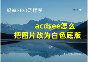 acdsee怎么把图片改为白色底版