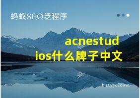 acnestudios什么牌子中文