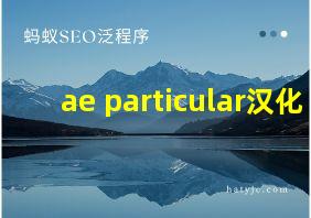 ae particular汉化