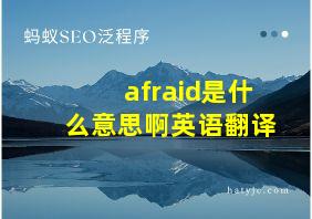 afraid是什么意思啊英语翻译