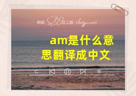 am是什么意思翻译成中文